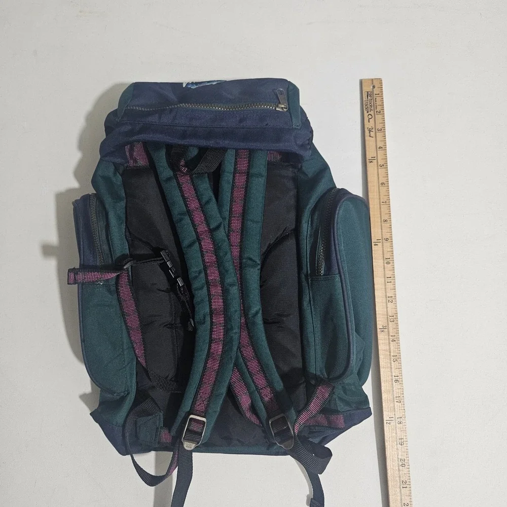 Vintage High Sierra X Aquafina Collab Backpack Green Navy Blue Hiking Bag